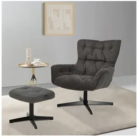 Home Affaire Drehsessel »VERGAS Ohrensessel mit Hocker im Set« Relaxsessel mit 360-Grad-Drehfunktion u. Hocker, Web-Stoff, grau
