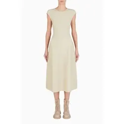 Armani Exchange für Damen. XW000119AF10352U1095 Gestricktes Midikleid mit Passform & Flare Schnitt beige (S), Lässig, Viskose, Kurzarm
