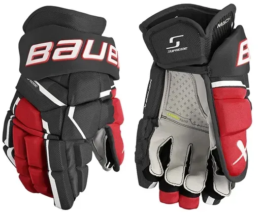 BAUER Supreme MACH Handschuhe Intermediate | 13 Zoll schwarz/rot