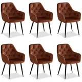 Homestyle4u Polsterstuhl Samt braun 6er Set