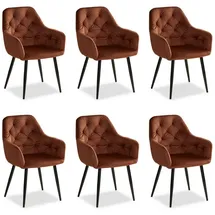 Homestyle4u Polsterstuhl Samt braun 6er Set