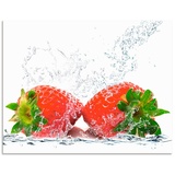 Artland Küchenrückwand »Erdbeeren mit Spritzwasser«, (1 tlg.), Alu Spritzschutz mit Klebeband, einfache Montage, rot
