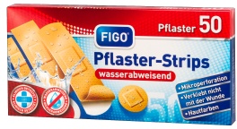 FIGO wasserabweisende Pflaster-Strips, 50er Pack, in 4 verschiedenen Größen, 50er Pack