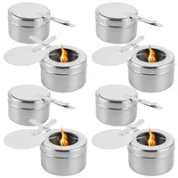 GBACHOOSE 8 Stück Brennpastenbehälter, Fondue Brenneraus Edelstahl, Speisewärmer mit Abdeckung, Brennpaste für Warmhaltebehälter, Spiritusbrenner für Chafing Dish Brennpaste, Buffet Zubehör, Fondue