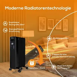 Tronitechnik Ölradiator TT OR 307 Schwarz 7 Rippen 1500W Drei Stufen WiFi