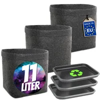 homegrow24 Pflanztöpfe viereckig 11 L 3er Set grau