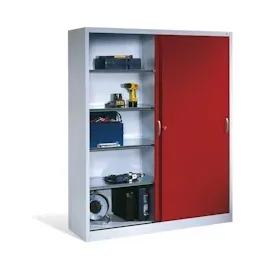 C+P CP Stahlschrank 2159-00 lichtgrau, rubinrot 160,0 x 50,0 x 195,0 cm, aufgebaut