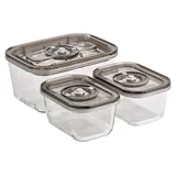 CASO Design Vakuum-Frischebehälter rechteckig schwarz 14,5 x 20 x 9,5 cm 1,5 l 3-teiliges Set