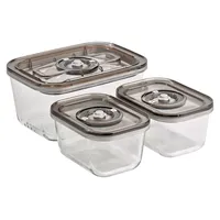 CASO Design Vakuum-Frischebehälter rechteckig schwarz 14,5 x 20 x 9,5 cm 1,5 l 3-teiliges Set