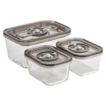 CASO Design Vakuum-Frischebehälter rechteckig schwarz 14,5 x 20 x 9,5 cm 1,5 l 3-teiliges Set