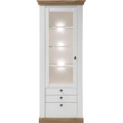 Vitrine HOME AFFAIRE "Cremona", weiß (pinie weiß nb, pinie weiß nb, applikation wotan eiche nb), Schränke, Höhe 204 cm