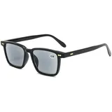 Lanomi Lesebrille Blaulichtfilter mit Sonnenschutz Getönt Lesehilfe Sehhilfe Damen Herren Sonnenlesebrille Rechteckige Sonnenbrille mit sehstärke Schwarz Rahmen Grau Linse 3.0 - L