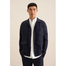 Hemdjacke SEIDENSTICKER "Seidensticker", Herren, Gr. 3XL, blau (dunkelblau), 100% Leinen/Flachs, unifarben, Jacken