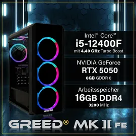 Greed Gaming PC Intel Core i5 12400F 4,6 GHz 16 GB RAM 512 GB SSD RTX 5050 Windows 11 Pro