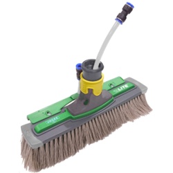 UNGER nLite Power Bürste, komplett, Reinigungsbürste mit Zusatzfunktionen, ungesplissene Borsten (grau), 42 cm