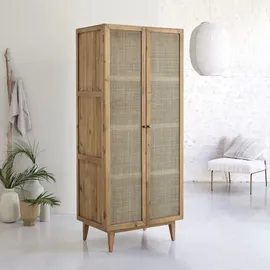 Tikamoon Schrank Pinienholz/Rattangeflecht 200 cm beige