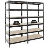 Proregal Mega Deal 2x Schwerlastregal Giant Tiger HxBxT 200x90x60cm, Fachlast 265kg 6-Ebenen Schwarz