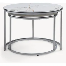 [en.casa] Skagen Marmor weiß / silber 2er Set