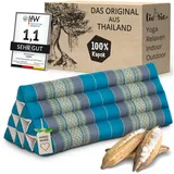 livasia Keilkissen Dreieckskissen 80 cm breit (Classic) - 33x80x30cm -, Kapok, vegan, handgefertigt blau