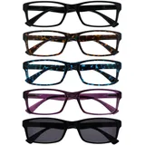 Die Lesebrille Unternehmen Schwarz Braun Blau Lila Leser Mit Schwarz Sonne Leser Wert 5er-Pack Herren Frauen UVSR5092 +1,00
