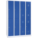 Gürkan Spind lichtgrau, enzianblau 106312, 8 Schließfächer 117,0 x 50,0 x 195,0 cm