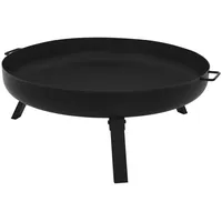 ECD Germany Feuerschale Brennschale aus Stahl Feuerkorb Feuerstelle Outdoor Feuertonne, BBQ Camping Schwarz rund mit 3 klappbaren Füßen Feuertonne schwarz 70 cm x 77.5 cm x 27 cm