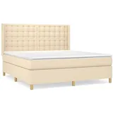 vidaXL Boxspringbett mit Matratze Creme 180x200 cm Stoff