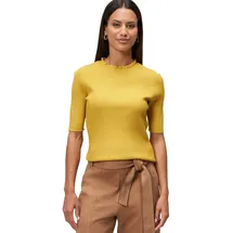 Zero Feinstrickpullover kurzarm mit Rüschenkante 38, Oil Yellow | 38