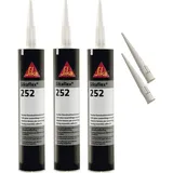 vasalat Sikaflex-252 300ml, Weiss, 3 Set mit 5 Düsensptizen