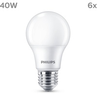 Philips LED Normallampe mit 40W, E27 Sockel, Matt, 6er