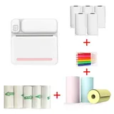 Tragbarer Mini Drucker - Bluetooth Thermodrucker - Kabellos - App-Steuerung - Ohne Tinte - Foto & Etiketten - Integrierter Akku - 8 S./Min - Rosa