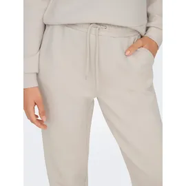 ONLY PLAY Sweathose ONLY PLAY "ONPLOUNGE HW SWEAT PNT - NOOS", Damen, Gr. L (40), N-Gr, grau (pumice stone), Sweatware, Obermaterial: 80% Polyester, 15% Viskose, 5% Elasthan, unifarben, regular fit knöchellang, Hosen Sweathose, mit Kordelzug