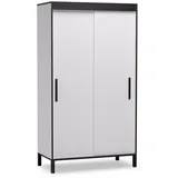 MOEBLO Schiebetürenschrank Luno (modernes Design, Schrank mit Schiebetüren und Einlegeböden – Platzsparend, funktional und stilvoll, Schwebetürenschrank 2-türig Schrank Garderobe Schiebtüren Schlafzimmer) (BxHxT): 120x221x60 cm weiß