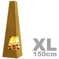 Terrassenofen Garten Kamin Feuer Stelle Säule Tonne Chacana XL Corten Stahl Rost