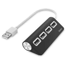 Hama USB-Hub USB 2.0 schwarz, 4x USB-A 2.0, USB-A 2.0 [Stecker] (200119)