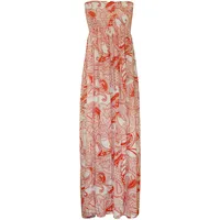 WearAll - Übergröße Damen Bedruckt Trägerlos Bandeau Maxi-Kleid - Orange - 44-46 - 42-44
