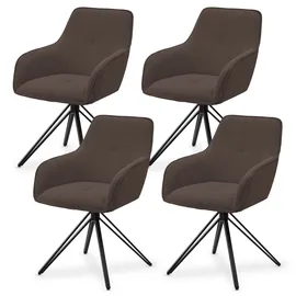 Juskys Drehstuhl Clyde Cord Braun 4 Stk.