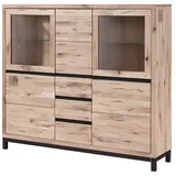MASSIVMOEBEL24.DE Highboard Wildeiche 166x40x148 bianco geölt VILLANDERS #207