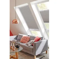 Dachfensterplissee SUNLINES "StartUp Style Honeycomb TL", grau (grau, weiß), B:61,4cm H:93,9cm, Obermaterial: 100% Polyester, Plissees, mit Führungsschienen