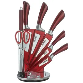 COFI 8-teiliges Profi Messer-Set Messerblock sehr hochwertiges Selbstschärfen Messer Küchenmesser Set Kochmesser Edelstahl in Rot