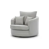 S-Style Drehsessel Ted Cord 107 x 94 x 0 cm Grau mit Kissen