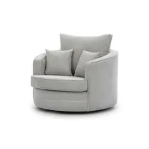 S-Style Drehsessel Ted Cord 107 x 94 x 0 cm Grau mit Kissen