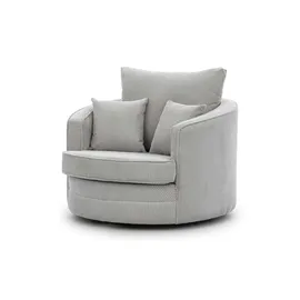 S-Style Drehsessel Ted Cord 107 x 94 x 0 cm Grau mit Kissen
