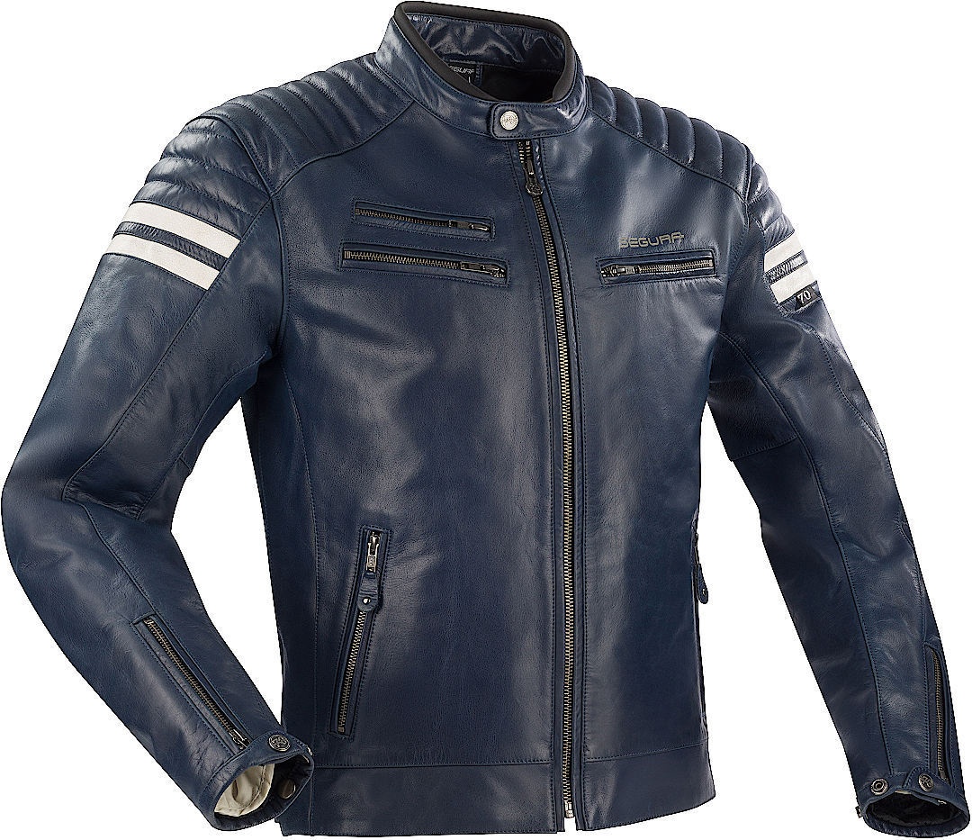 Segura Funky Motorfiets lederen jas, blauw, 3XL Voorman