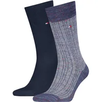 Socken TOMMY HILFIGER "TH MEN SOCK 2P MOULINE NAPPY HERRINGBONE", Herren, Gr. 39-42, blau (navy), Obermaterial: 39% Baumwolle, 38% Polyester, 23% Elasthan, Socken Socken