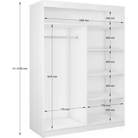 ax living Schwebetürenschrank Cabinio 160 x 216,1 x 61 cm Schwarz