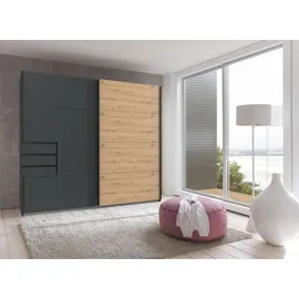 WIMEX Schwebetürenschrank WIMEX "Saigon, mit kompletter Innenausstattung, Made in Germany", grau (graphit, durchgängige tür artisan eiche nachbildung), B:225cm H:208cm T:64cm, Spanplatte, Schränke, Schwebetürenschrank, Kleiderschrank 2-türig, 225cm breit, mit 3