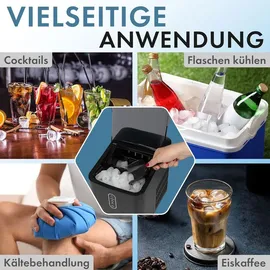 Bomann EWB 6068 CB Tragbarer Eiswürfelbereiter 10 Minuten | bis zu 10kg Eis in 24 Std. | Eiswürfel Maschine mit 2 Eiswürfelgröße... - Schwarz