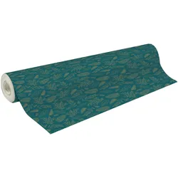 Clairefontaine Geschenkpapierrolle Excellia 80g 50x0,70m, goldene Blätter - Blau 202059C