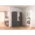 Rauch Möbel BRISTOL Drehtürenschrank Kleiderschrank, Schrank Garderobe 3-türig, 1 Spiegeltüre, 2 Schubladen, Farbe Grau metallic, Schwarz, Griffprofil Grau metallic, Push-to-Open 136x197x54cm